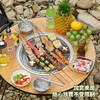 【加宽桌面！便携式实木圆桌围炉】炉煮茶家用室内烧烤炉户外碳烧烤架桌炭火取暖烤火盆全套，大面积置物区能容纳多种食材物品，更好的满足需求让户外更充满趣味。ry 商品缩略图2
