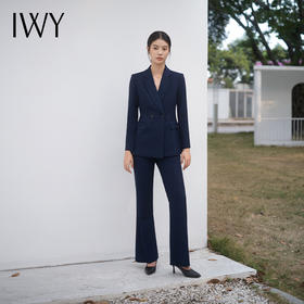 IWY/藏青色西装套装高端休闲宽松西服商务职场风C14222+P34222