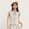 谜底短款马甲女士2024年夏新品复古风V领无袖上衣配丝巾242MM0552 商品缩略图0
