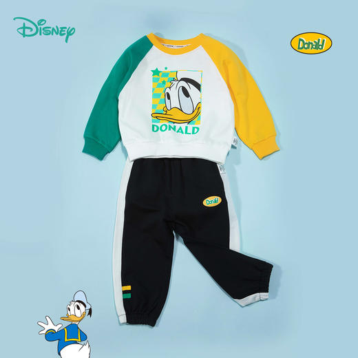 【唐老鸭印花撞色插肩袖】24春款男童套装运动休闲卫衣卫裤套装ZD1DT012 商品图2