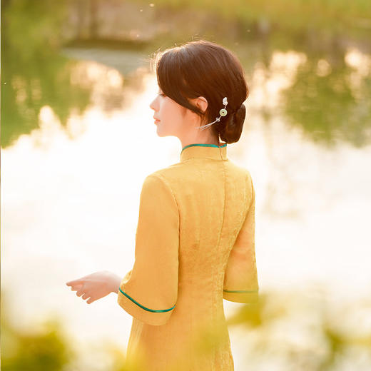 【金榜题名】锦丝提花双层气质高雅旗袍裙JLM1624 商品图4