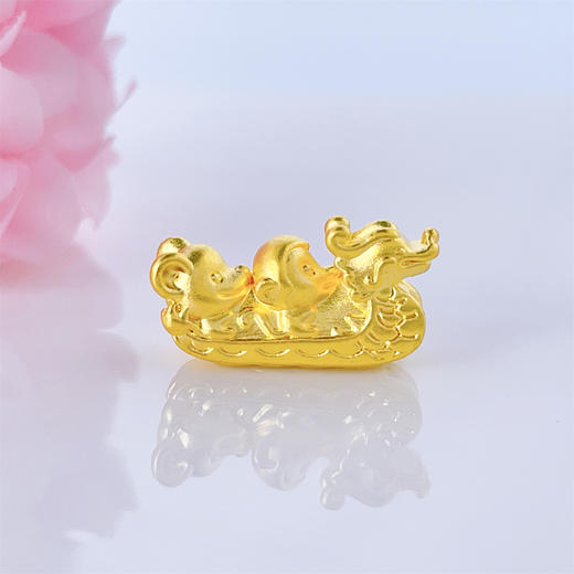 【限时7.5折】【定价黄金】足金 #三合生肖 #儿童/宝宝 无氰5D空心龙鼠猴三合龙舟手串挂件(CWW00040)（预售产品下单后不退款不退货不换货不补差价） 商品图0