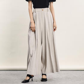 谜底宽松阔腿裤女2024年夏季新品通勤风造型感高腰长裤242MK0551