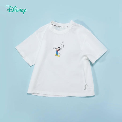 迪士尼纯棉吸汗透气24夏款米奇印花小白T男童短袖T恤夏儿童t恤ZD2DS016 商品图1