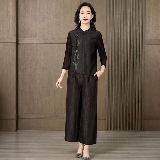 TC 221547香云纱真丝上衣两件套装桑蚕丝中式唐装 商品图0