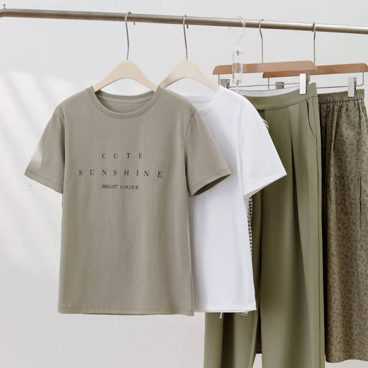 女士100%纯棉随性休闲T恤 商品图3