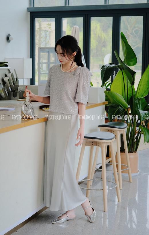 【门店同款】ENJOY春季摩登浪漫-亮片蝴蝶结短袖上衣 156995403 商品图6