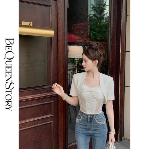 BeQueenStory【娇艳欲滴】蕾丝拼接设计感小众潮流百搭短款修身吊带 商品图3