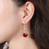 ALBB-S925纯银玛瑙耳环花瓣时尚潮新款红玛瑙耳坠镶钻耳饰 商品缩略图3