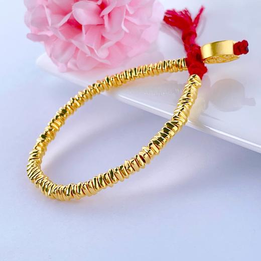 【限时7.5折】【定价黄金】足金 #小红书  #电商超轻  #盘缠  无氰5D五路财神手串碎碎金红绳调节成品手串(AJ5DSC00008)（预售产品下单后不退款不退货不换货不补差价） 商品图2