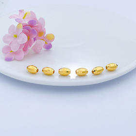 【限时克减150元】足金 【无字印】3D硬金散珠转运珠镭射珠橄榄珠路路通手串配件（6粒总长约5cm，6粒/件）(V3DSC00332)（预售产品下单后不退款不退货不换货不补差价）