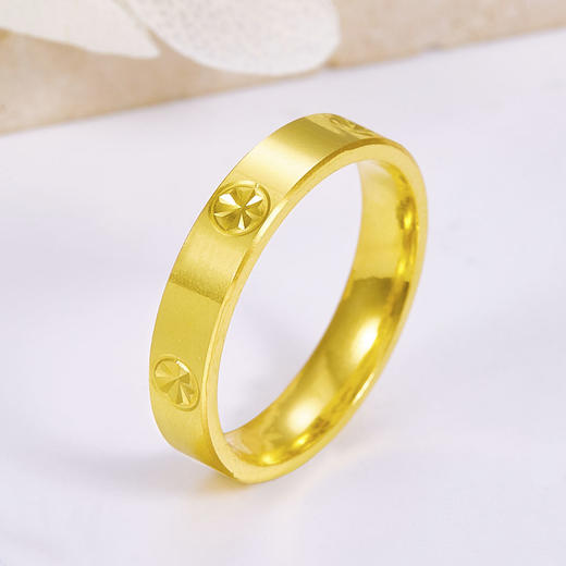 【限时克减150元】足金999.9 #小红书 【精品】实心螺丝纹米字车花（面宽约3.8-4.2mm）固口圈戒(OJZ00001)（预售产品下单后不退款不退货不换货不补差价 商品图0