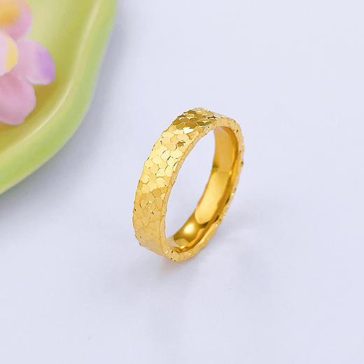 【限时克减150元】足金999.9 #碎碎冰 #小红书 【精品】实心固口戒指碎碎冰圈戒满天繁星圈戒（面宽约4.1-4.5mm）(AIJZ00085)（预售产品下单后不退款不退货不换货不补差价 商品图0