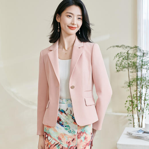 米思阳2026春季新款知性温柔风纯色西装宽松长袖搭配气质外套0242/0157 商品图1
