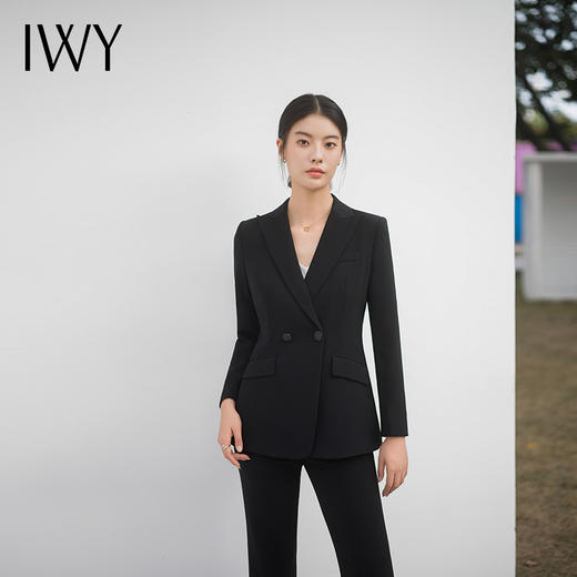 IWY/黑色休闲西服外套宽松西装套装春高级感通勤商务职场正式场合服装C13502+P33502 商品图1