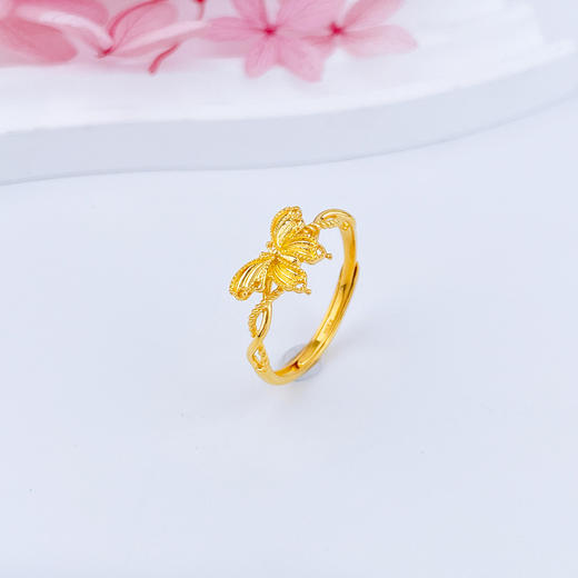 【限时克减150元】足金999 #九紫离火 (足金999字印)5G黄金活口戒指缤纷蝴蝶女戒(5GJZ00768)（预售产品下单后不退款不退货不换货不补差价） 商品图1