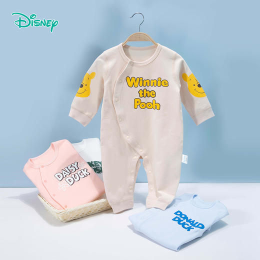 迪士尼婴幼卡通哈衣春季男女宝宝侧开连体衣舒适透气抱衣爬爬服ZD1DL003 商品图1