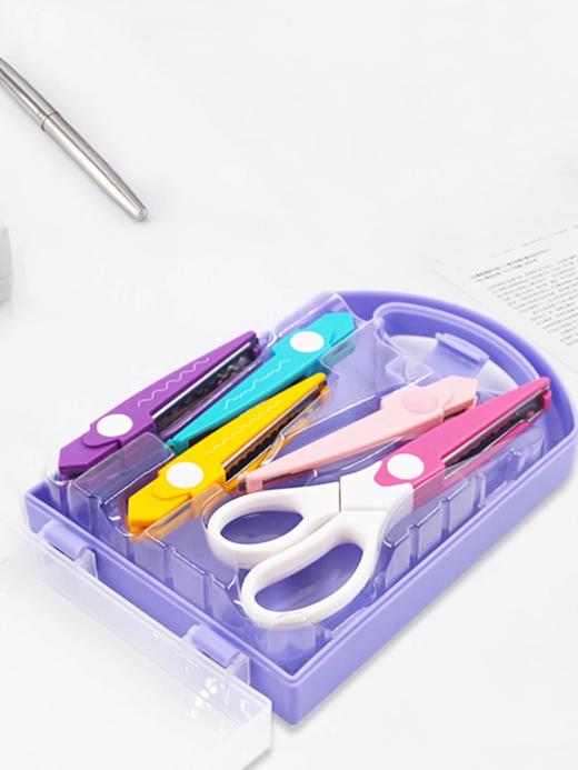 花边剪刀套装手工diy相片学生儿童安全不伤手波浪花纹卡通剪纸刀 商品图0