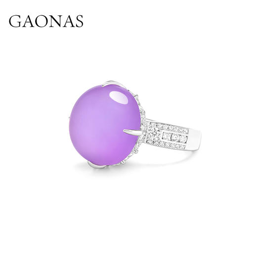 GAONAS 925银合成锆石戒指 紫气东来 紫色蛋形戒指（仿真）10388JPR 商品图1