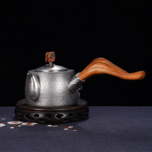 子佩集S999银+崖柏【暖阳花韵】小茶壶摆件【TG0011】2403 商品图1