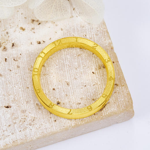 【限时克减150元】足金999.9 #小红书 【精品】实心CNC情约一生爱你一生时光数字戒指年轮戒指固口圈戒(OJZ00005)（预售产品下单后不退款不退货不换货不补差价 商品图2