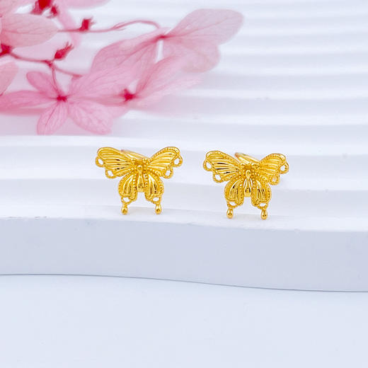 【限时克减150元】足金999 #九紫离火 #超轻 5G超轻黄金镂空缤纷蝴蝶耳钉(AG5GES00110)（预售产品下单后不退款不退货不换货不补差价） 商品图0