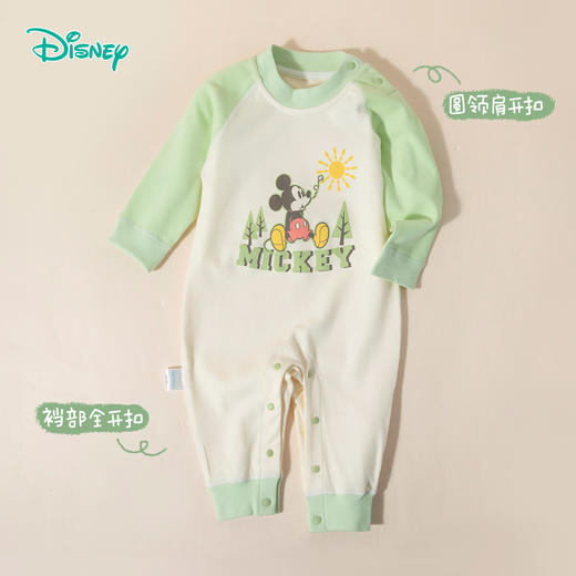 迪士尼经典米奇印花24春款男童肩开连体衣纯棉舒适哈衣抱衣爬爬服ZD1DL005 商品图1
