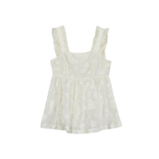 谜底提花吊带上衣女2024年夏新品复古风气质优雅荷叶边242MS0633 商品图4