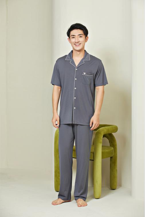 【满2件/99元】【秀黛】男翻领莫棉短袖套装男士夏季家居服睡衣H2550012T【门店同款】【如遇缺货自动退款，介意勿拍】 商品图0