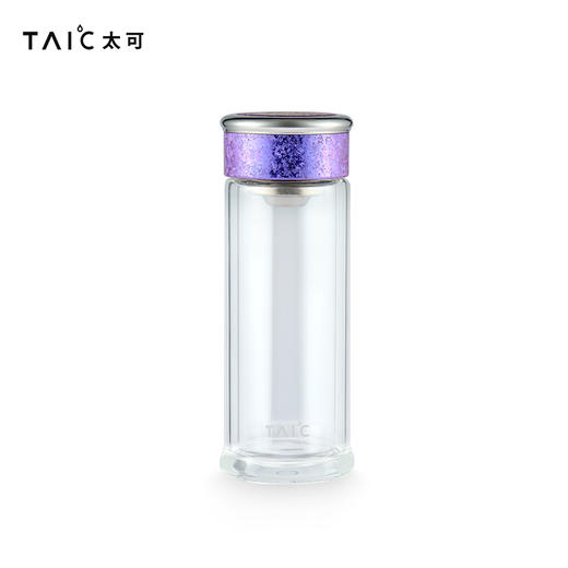 【清仓特惠5折，仅2个】TAIC太可纯钛双层高硼硅玻璃杯玻璃杯茶水分离杯360ml (瀚海蓝） 商品图0