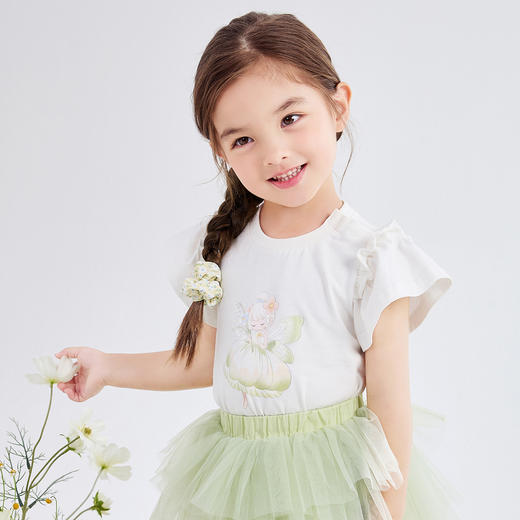 笛莎Deesha 女童连衣裙2024年新款时尚圆领T恤 商品图4