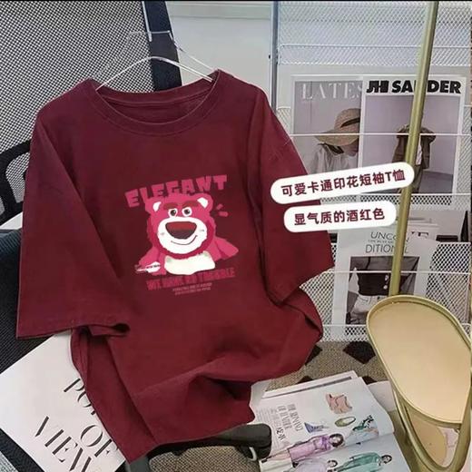 【69.9两件任选！】纯棉包领 卡通印花短袖t恤女夏季新款 成人T恤短袖宽松中长款休闲百搭上衣-QQ 商品图8