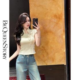 BeQueenStory【倾颜古韵】新中式气质立领重工艺绣花盘扣小飞袖上衣