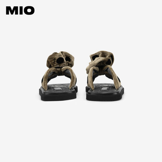 MIO米奥夏季拼色低跟拖鞋复古波点玫瑰舒软通勤一字拖女M243131221 商品图4