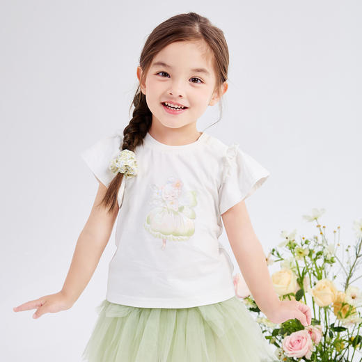 笛莎Deesha 女童连衣裙2024年新款时尚圆领T恤 商品图0
