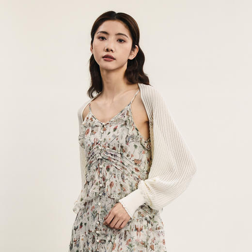 谜底针织开衫长袖女2024夏季新品复古优雅提花披肩上衣242MZ0876 商品图1
