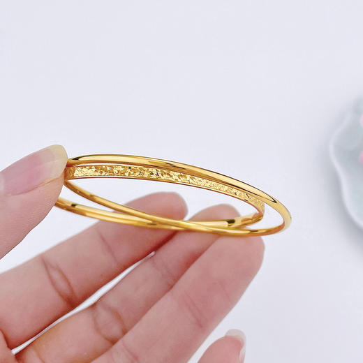 【限时克减150元】足金999.9 #碎碎冰  【精品】实心固口双环手镯光圈碎碎冰手镯(AISZ00528)预售产品下单后不退款不退货不换货不补差价） 商品图2