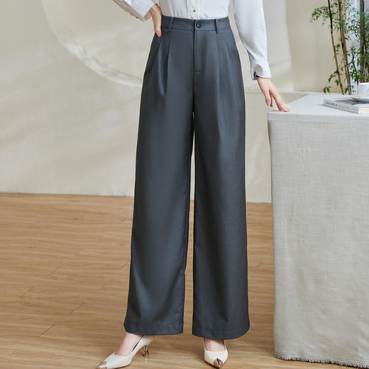 剩XL/XXL 米思阳2026春季新款通勤ol风宽松休闲裤高腰气质小个子西裤女0677 商品图1