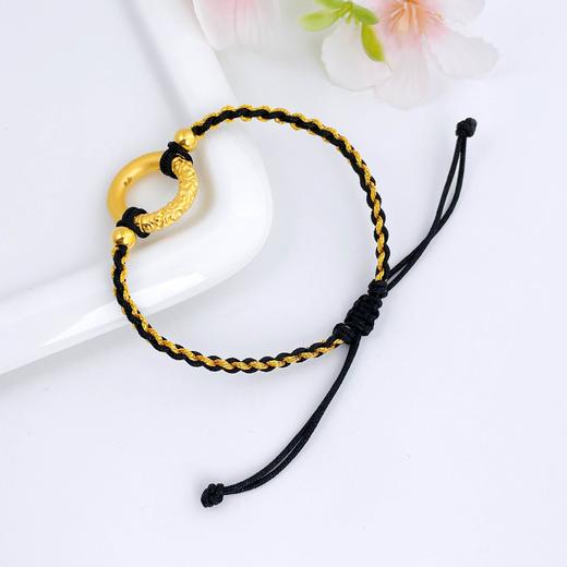 【限时7.5折】【定价黄金】足金 #热卖 #悟空 3D硬金祥云悟空金箍棒平安扣黑绳调节成品手串(AA3DSC00401)（特殊产品下单后不退款不退货不换货不补差价） 商品图1