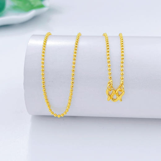 足金999.99 五9黄金圆珠链项链珠仔链(AFWJ050XL00006)补差价）预售产品下单后不退款不退货不换货不补差价 商品图0