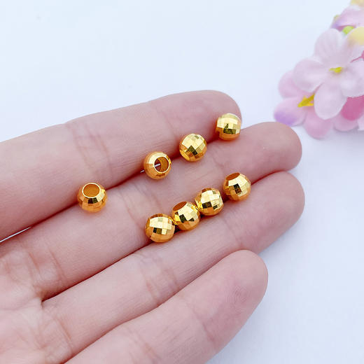 【限时7.5折】【定价黄金】足金 【无字印】3D硬金散珠转运珠圆镭射珠路路通手串配件（8粒总长约4.2cm，8粒/件）(V3DSC00333)（预售产品下单后不退款不退货不换货不补差价） 商品图2