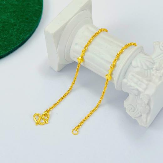 足金999.9 绞丝链间心形钥匙配件间款项链杂花链(AF010XL00041)补差价）补差价）预售产品下单后不退款不退货不换货不补差价 商品图1