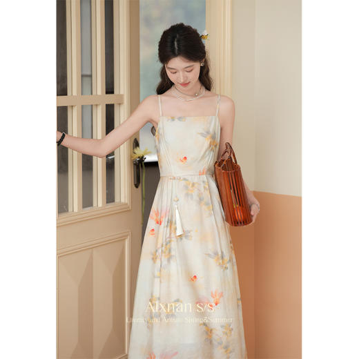 【6折秒杀】鹿向南《如梦令》新中式国风连衣裙套装女夏季新款碎花吊带裙L35219SY 商品图3