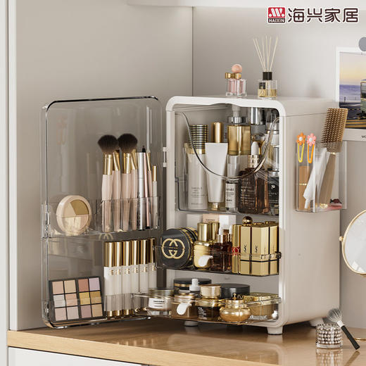 化妆品收纳盒新款大容量防尘桌面口红护肤化妆台化妆刷网红化妆箱 商品图4