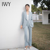 IWY/宽松西服外套雾霾蓝色西装套装长款休闲高级设计感通勤微喇裤C14228+P34228 商品缩略图1