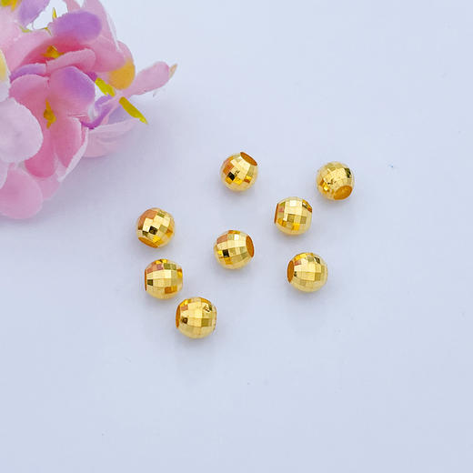 【限时7.5折】【定价黄金】足金 【无字印】3D硬金散珠转运珠圆镭射珠路路通手串配件（8粒总长约4.2cm，8粒/件）(V3DSC00333)（预售产品下单后不退款不退货不换货不补差价） 商品图1