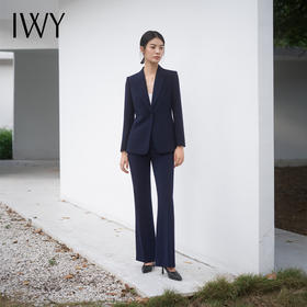 IWY/春季新款藏青色西装套装高端休闲宽松西服商务职场一粒扣裤装C14116+P34116
