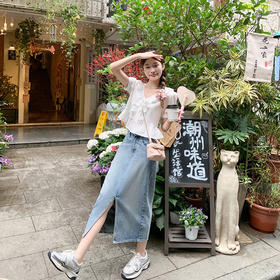 <曾小咸推荐>【白岛梦境】荷叶边衬衫