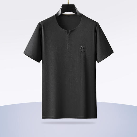 【小V领】【新款DDP】大依优型大码短袖T恤圆领加肥加大男士大号弹力透气舒适夏季半袖透气中式 商品图1