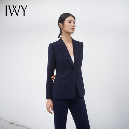 IWY/春季新款藏青色西装套装高端休闲宽松西服商务职场一粒扣裤装C14116+P34116 商品图3